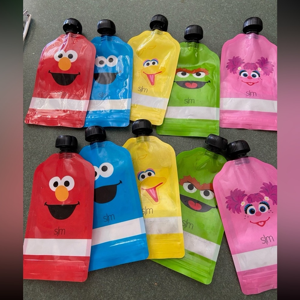Simple Modern Sesame Street reusable baby food pouches.